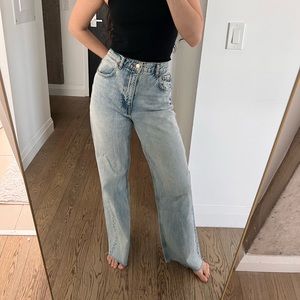 Wide leg light denim jeans